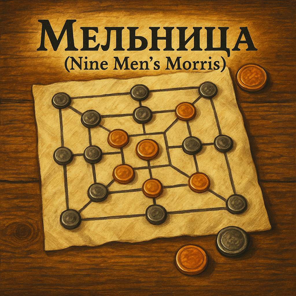 Настольная игра: Мельница (Nine Men's Morris)